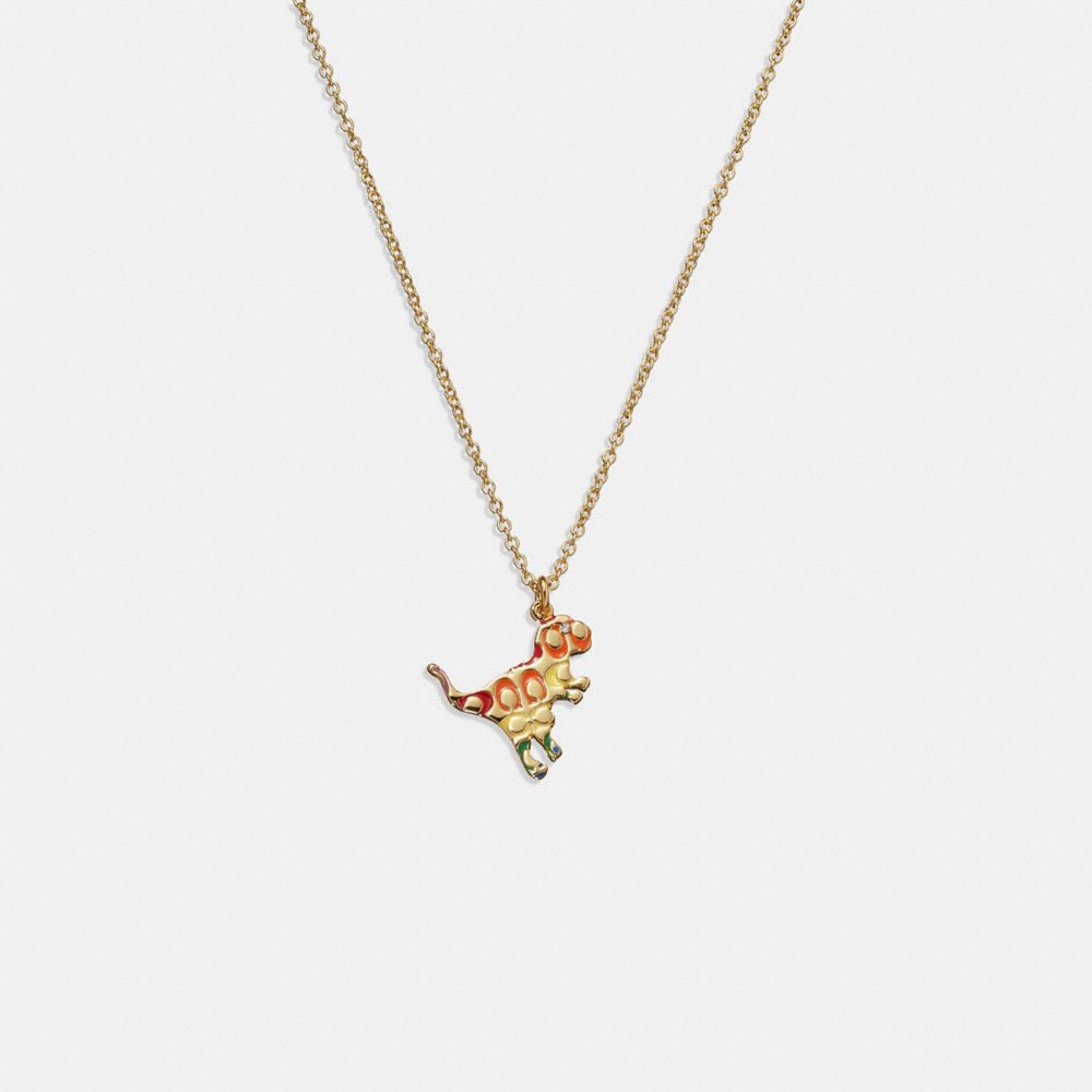 CF426 - Quilted Signature Enamel Rexy Necklace Gold/Multi