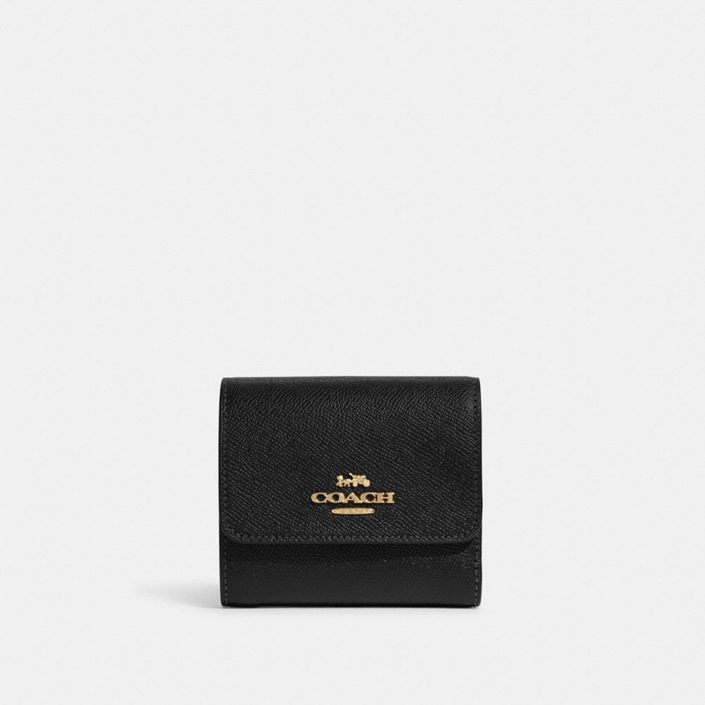 COACH CF427 Small Trifold Wallet GOLD/BLACK