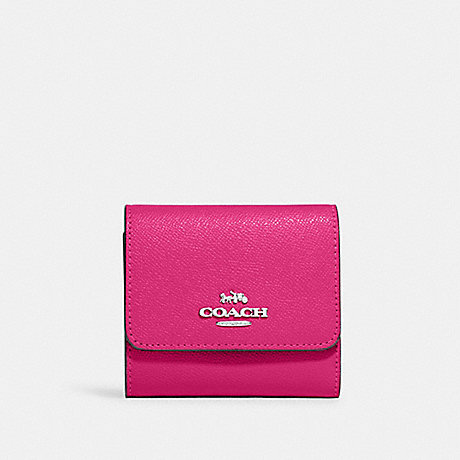 COACH CF427 Small Trifold Wallet Silver/Cerise