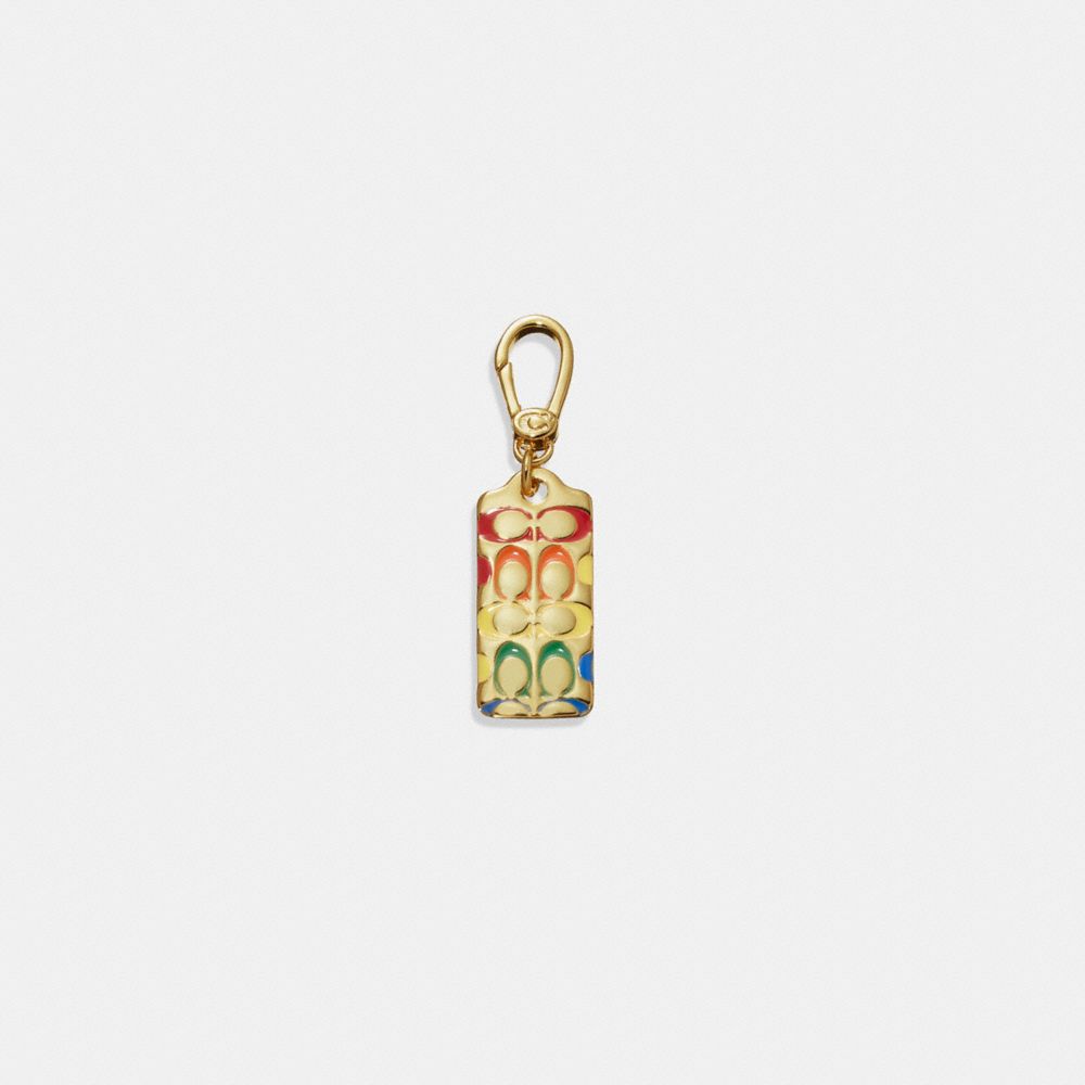 CF431 - Quilted Signature Enamel Tag Charm Gold/Multi