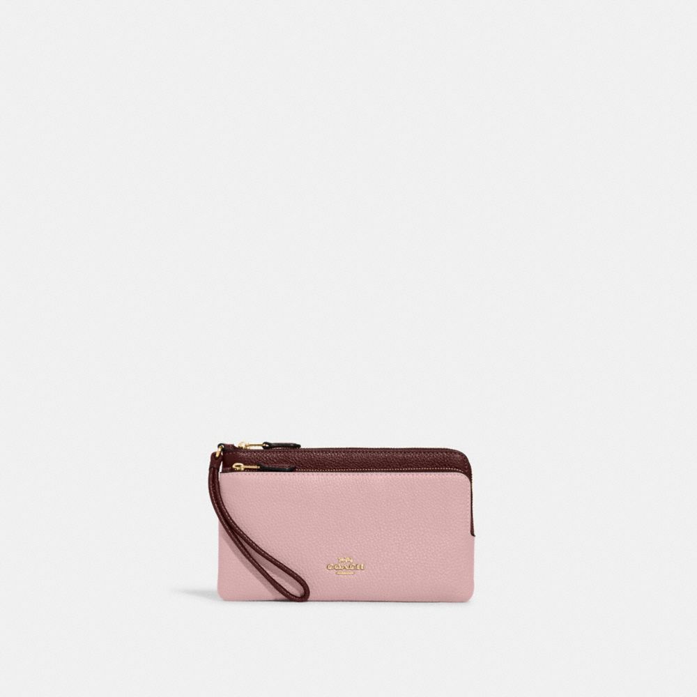 COACH CF447 Double Zip Wallet IM/POWDER PINK WINE MULTI