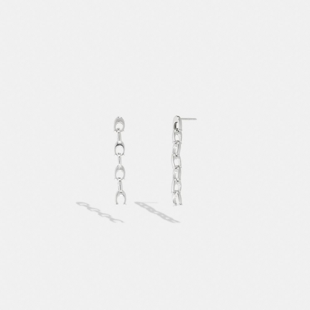CF453 - Signature Interlock Chain Drop Earrings Silver