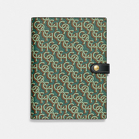 COACH CF461 Notebook With Coach Monogram Print Gold/Green