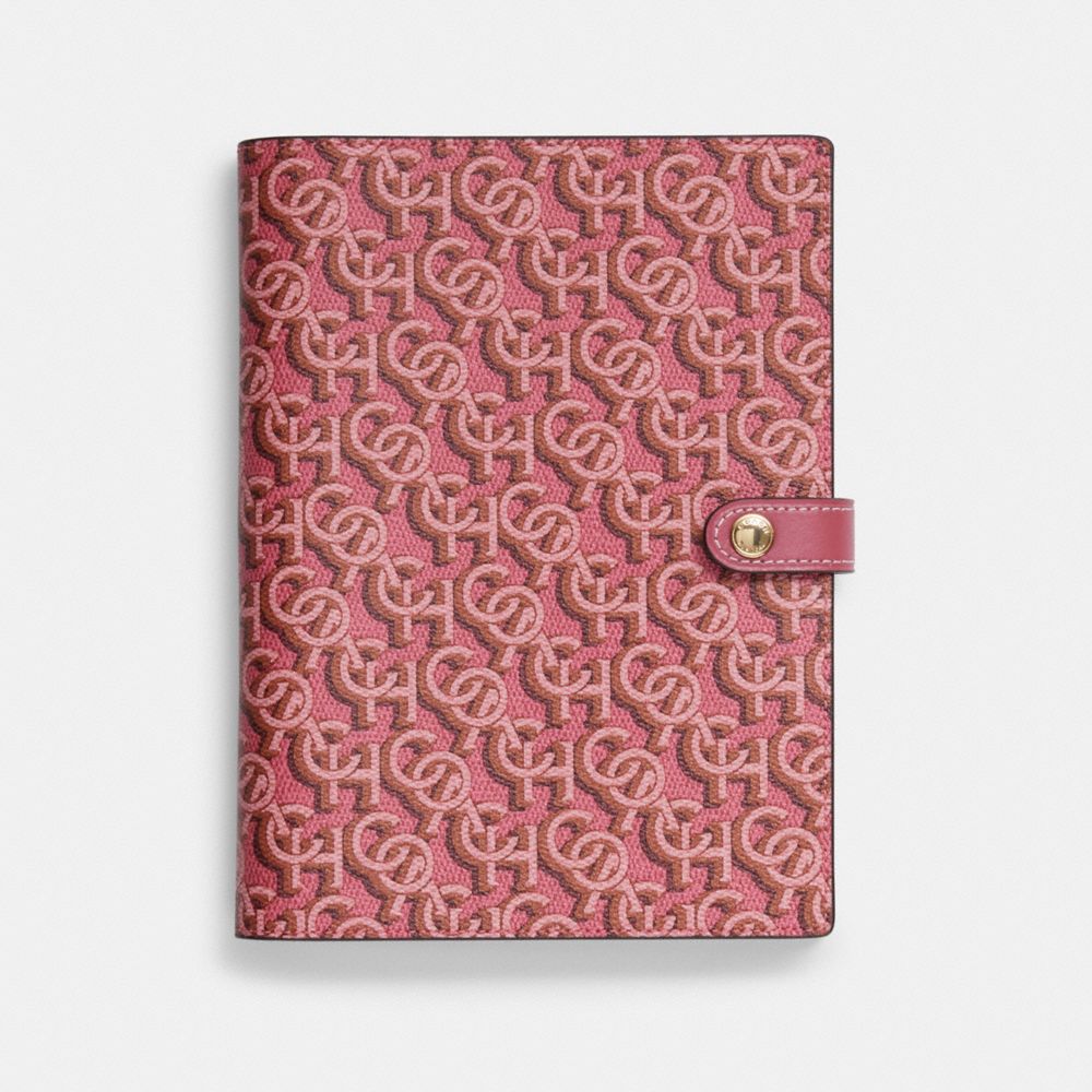 Notebook With Signature Monogram Print - CF461 - Gold/Rogue