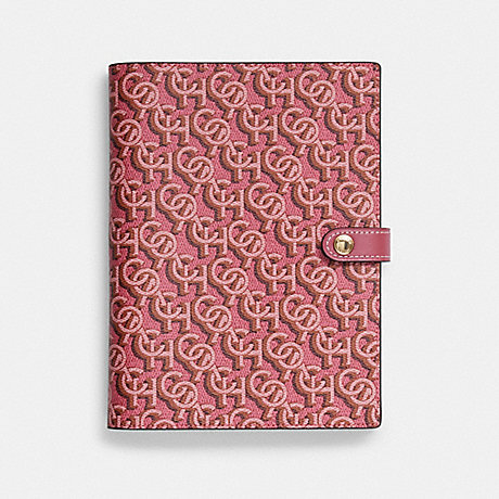 COACH CF461 Notebook With Signature Monogram Print Gold/Rogue