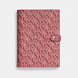 COACH CF461 Notebook With Signature Monogram Print GOLD/ROGUE