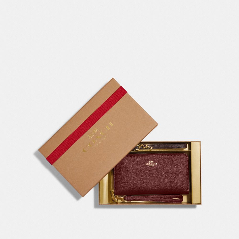 Boxed Long Zip Around Wallet - CF465 - Gold/BLACK CHERRY