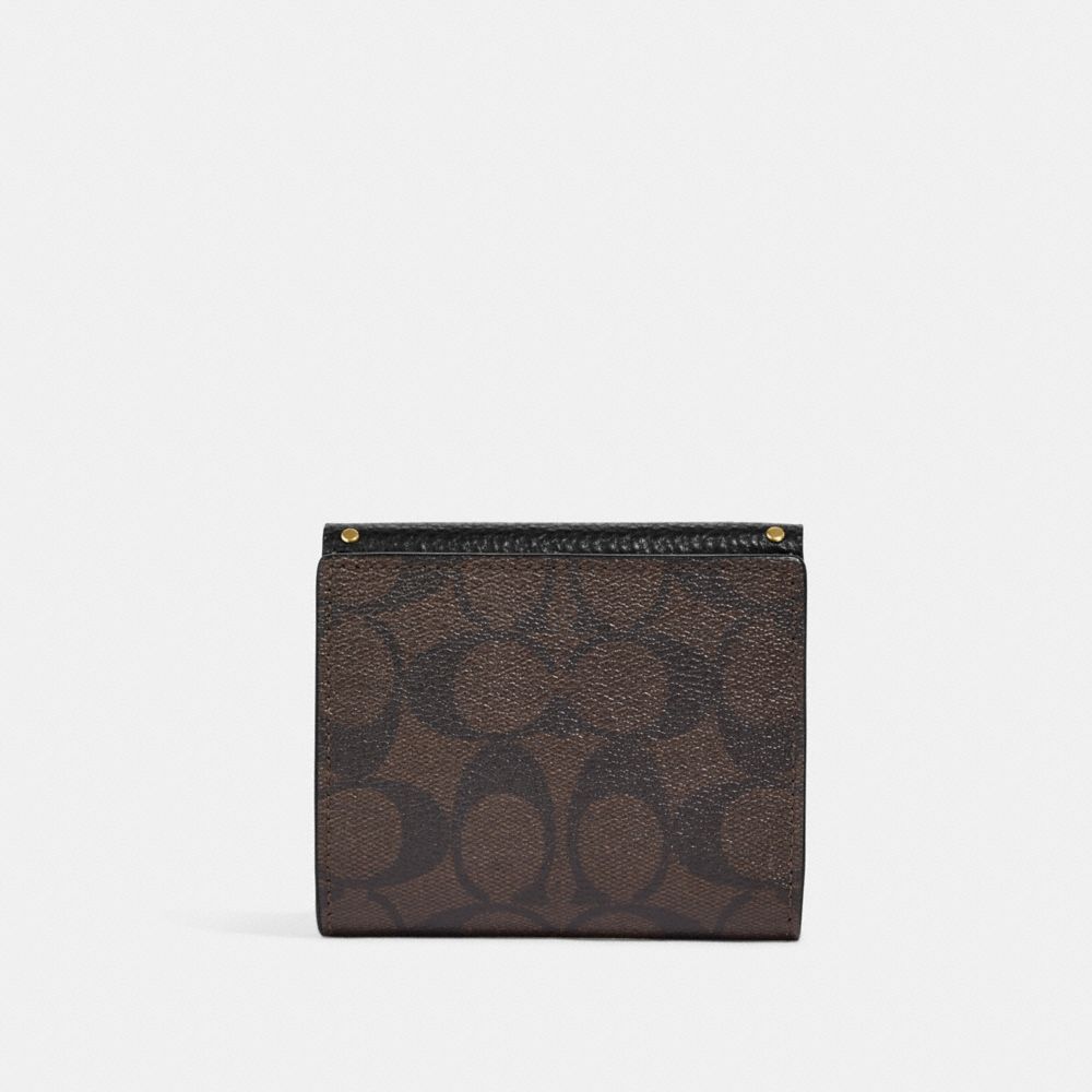 SMALL MORGAN WALLET IN COLORBLOCK SIGNATURE CANVAS WITH RIVETS