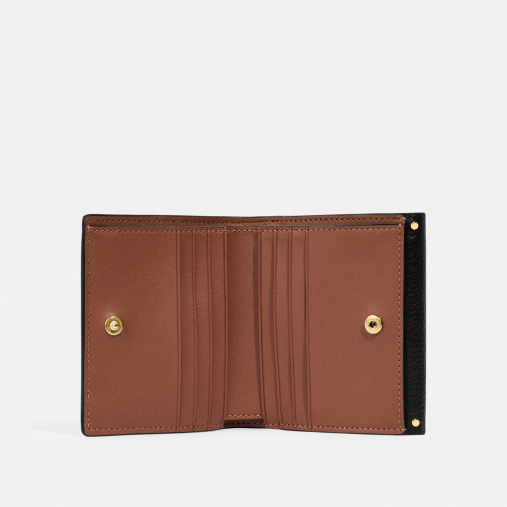 SMALL MORGAN WALLET IN COLORBLOCK SIGNATURE CANVAS WITH RIVETS