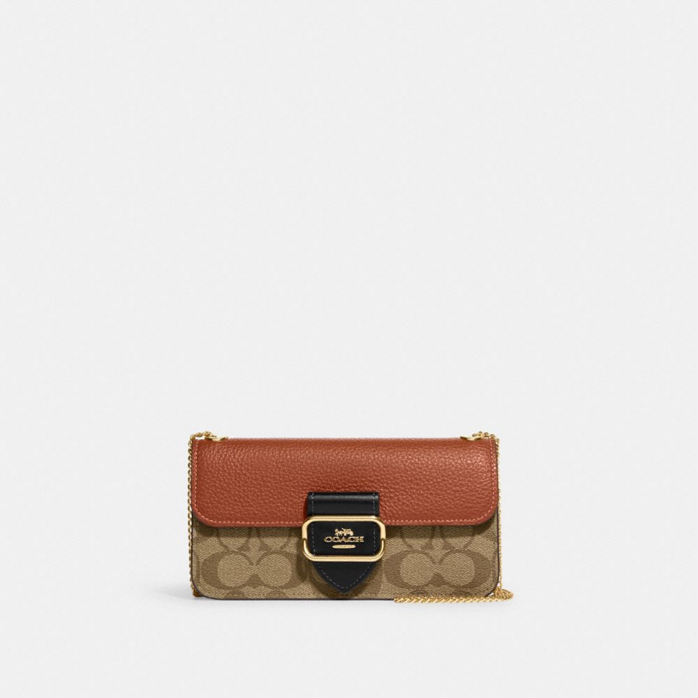 Morgan Crossbody In Colorblock Signature Canvas - CF475 - Gold/Khaki Multi