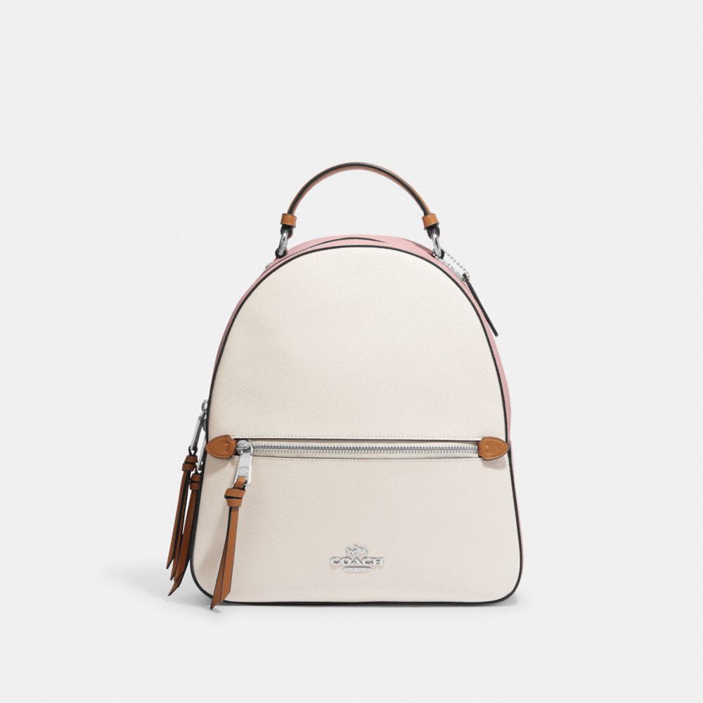 COACH CF481 Jordyn Backpack In Colorblock Silver/Chalk/Powder Pink Multi