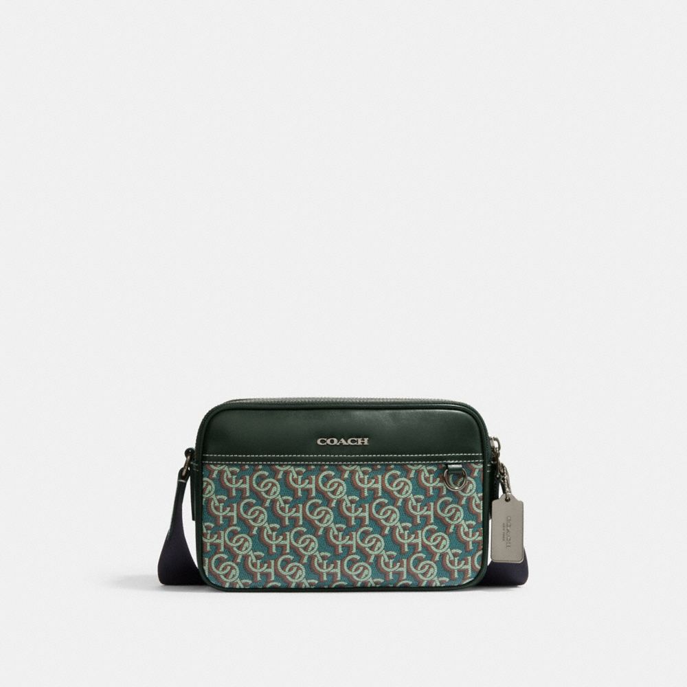 Graham Crossbody With Signature Monogram Print - CF484 - Gunmetal/Amazon Green