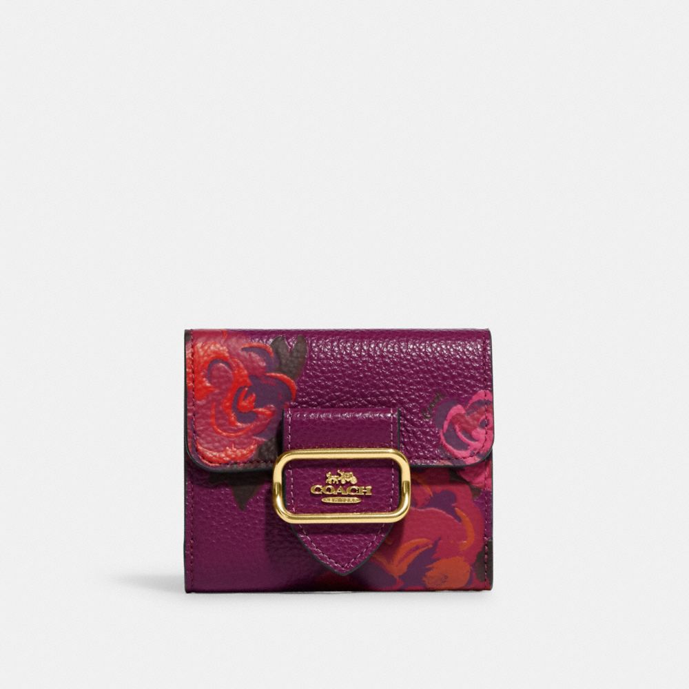 Small Morgan Wallet With Jumbo Floral Print - CF485 - IM/Dark Magenta Multi