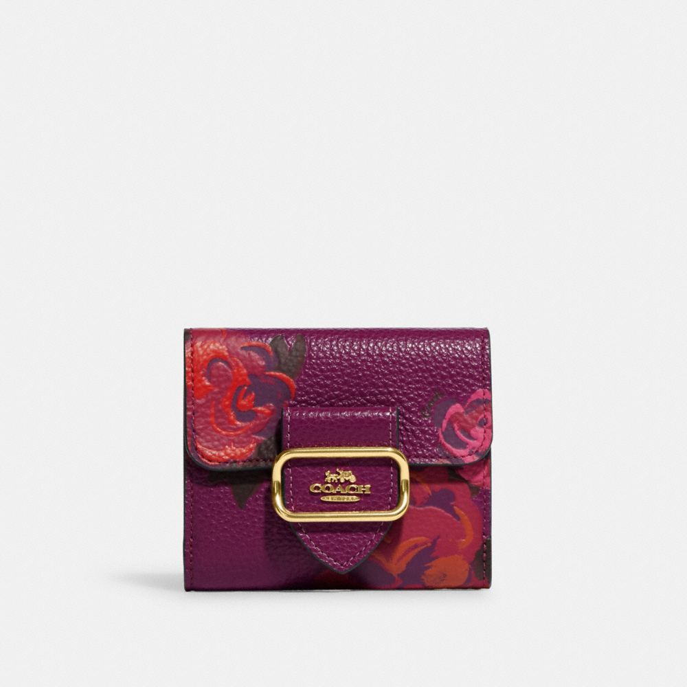 COACH CF485 Small Morgan Wallet With Jumbo Floral Print IM/DARK MAGENTA MULTI