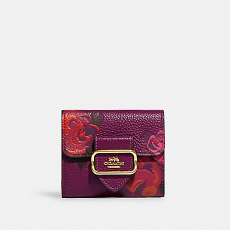 COACH CF485 Small Morgan Wallet With Jumbo Floral Print IM/Dark Magenta Multi