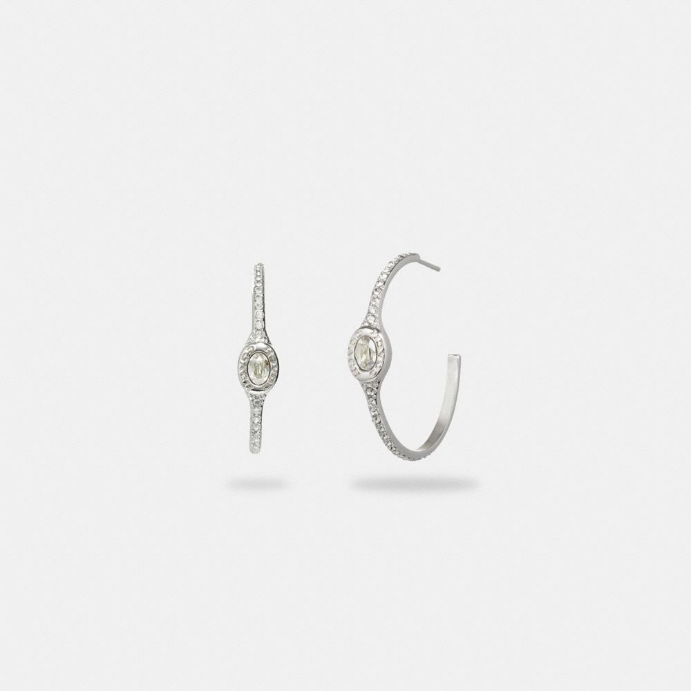 COACH CF552 Crystal Hoop Earrings SILVER/CRYSTAL