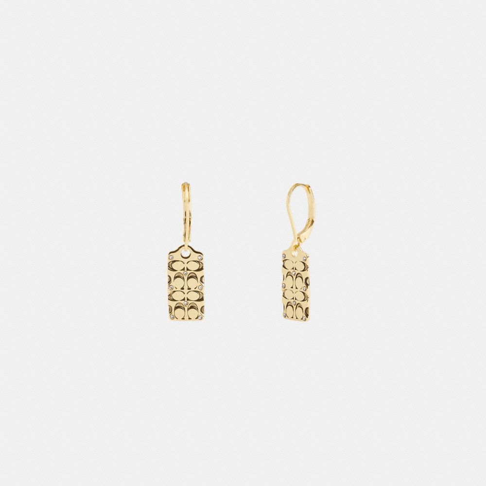 CF555 - Quilted Signature Drop Earrings GOLD/BLACK