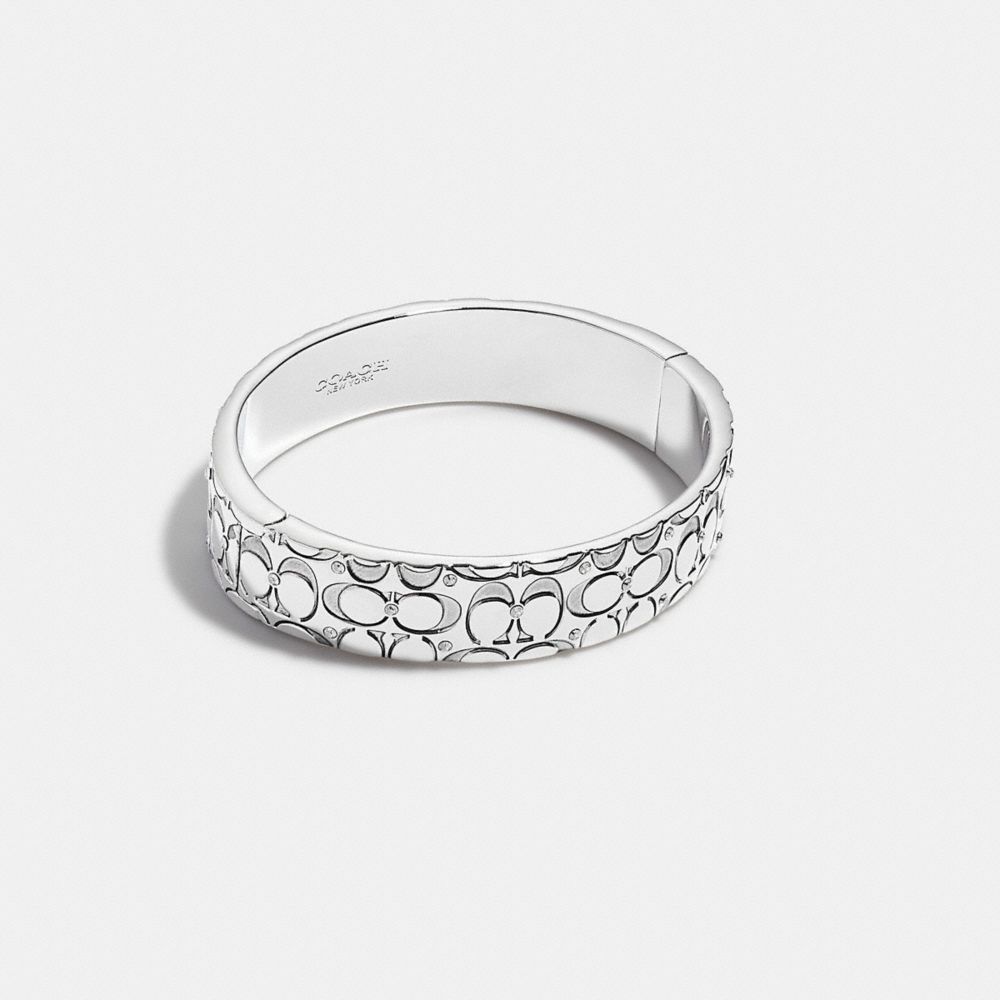 CF556 - Quilted Signature Hinged Bangle SILVER/BLACK