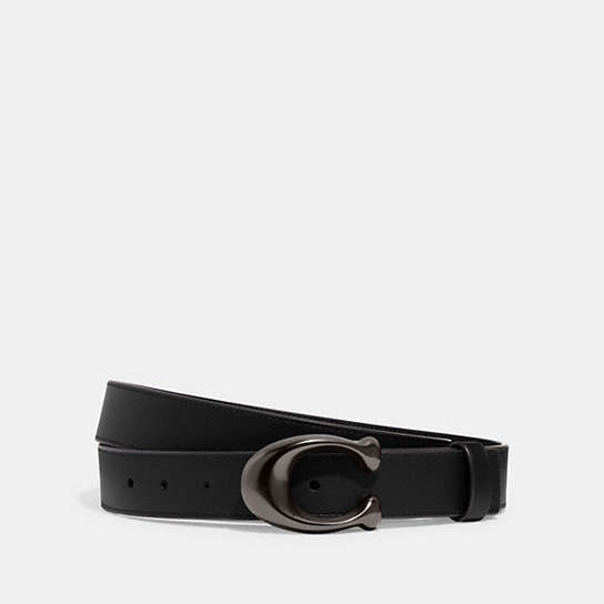 CF789 - Sculpted C Buckle Cut To Size Reversible Belt, 32 Mm Pewter/Black