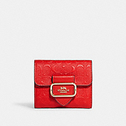 Small Morgan Wallet In Signature Leather - CF855 - Gold/Electric Red
