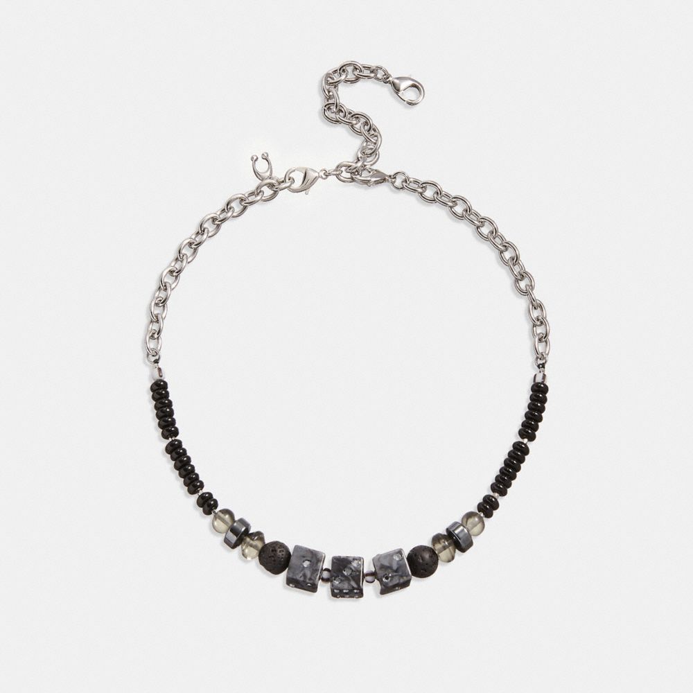 CF856 - Dice Beaded Choker Necklace Black