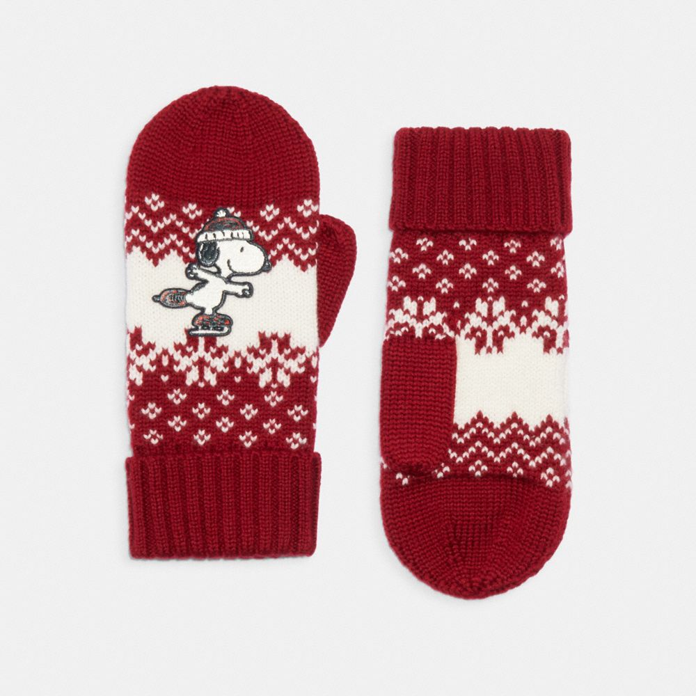 Coach X Peanuts Mittens With Snoopy - CF870 - Burgundy