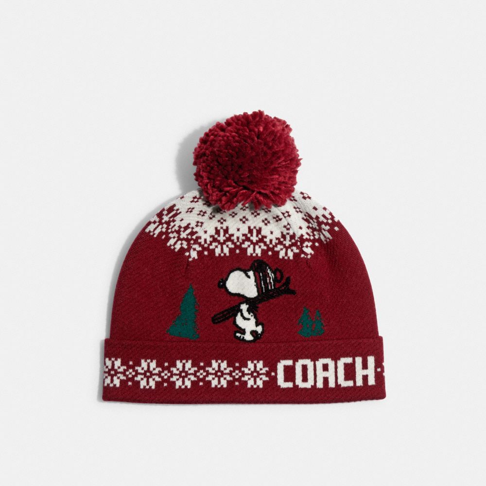 Coach X Peanuts Beanie With Snoopy - CF871 - Burgundy