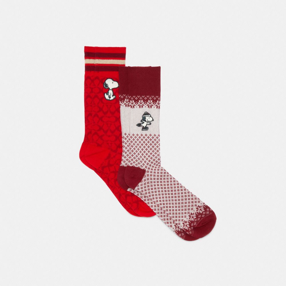 Coach X Peanuts Socks With Snoopy - CF872 - Flame/Ivory
