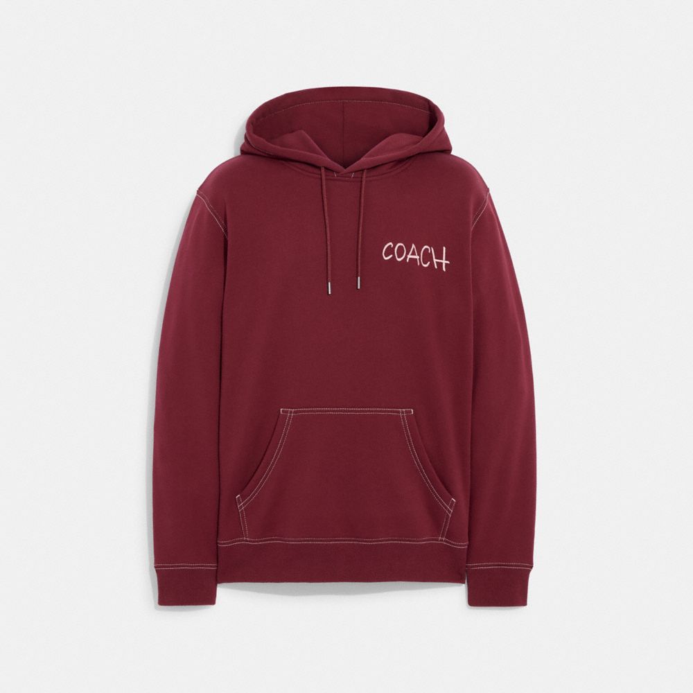 COACH CF885 Lunar New Year Hoodie With Rabbit Dark Red