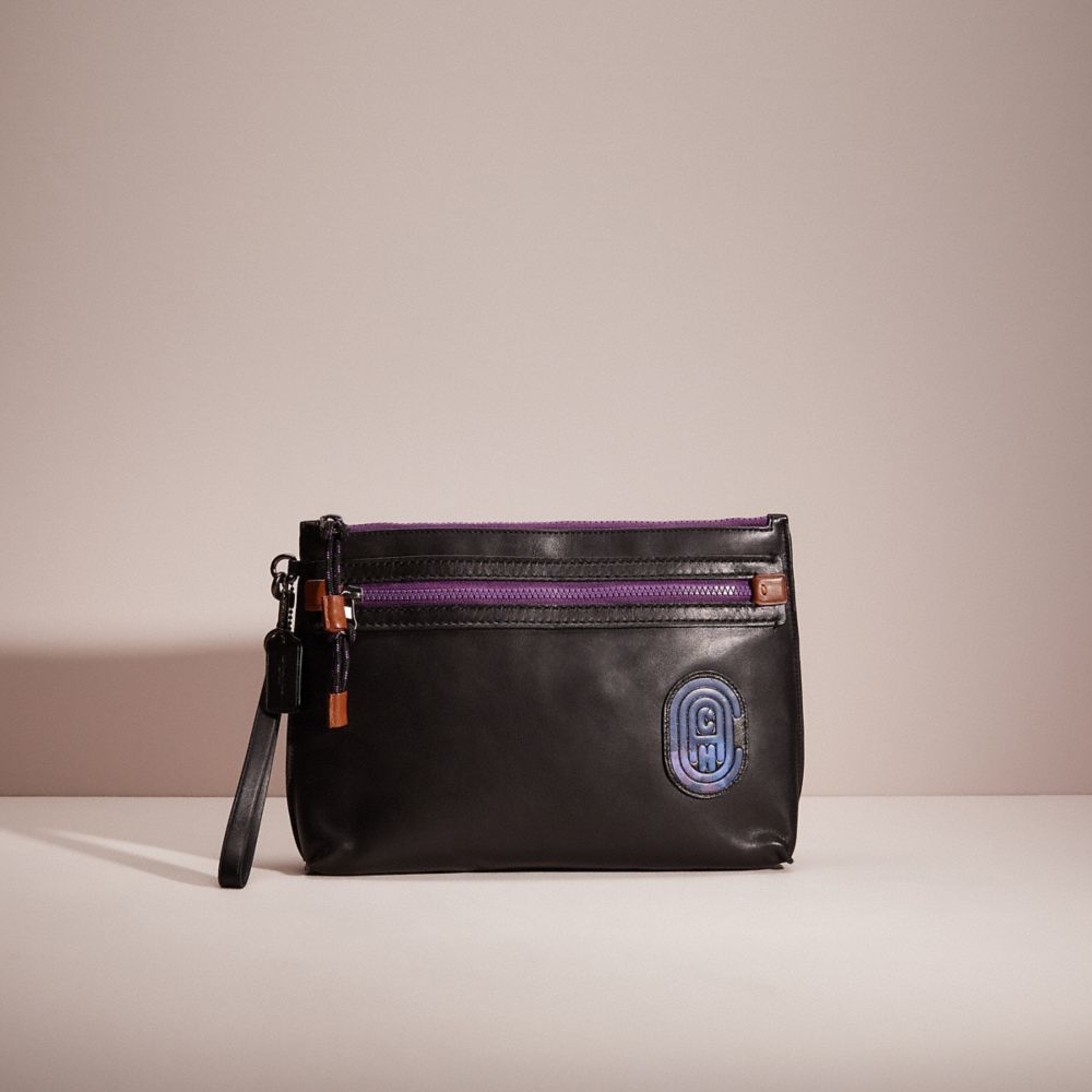 COACH CF897 Restored Academy Pouch With Coach Patch Black