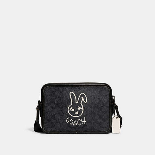 CF929 - Lunar New Year Charter Crossbody 24 In Signature Canvas With Rabbit Charcoal Multi