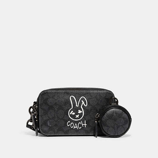CF932 - Lunar New Year Charter Slim Crossbody In Signature Canvas With Rabbit Charcoal Multi