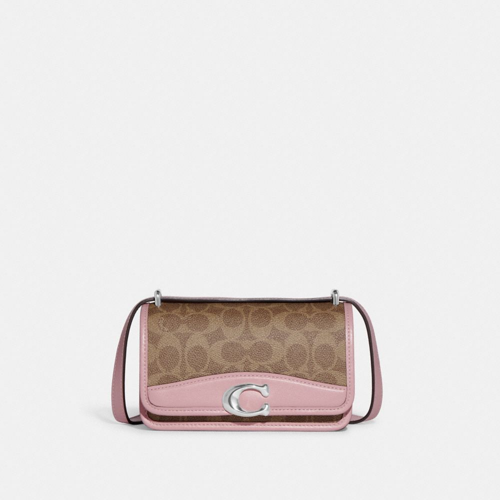COACH CF936 Lunar New Year Bandit Crossbody In Colorblock Signature Canvas With Rabbit Charm Silver/Tan Powder Pink