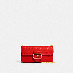Morgan Crossbody In Signature Leather - CF942 - Gold/Electric Red