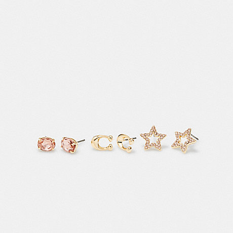 COACH CF985 Signature Star Earrings Set Gold/Pink