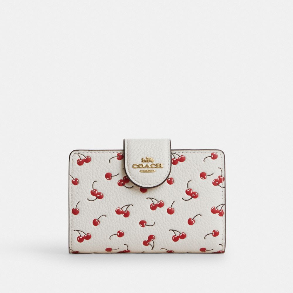 COACH&reg;,Medium Corner Zip Wallet With Cherry Print,,Front View