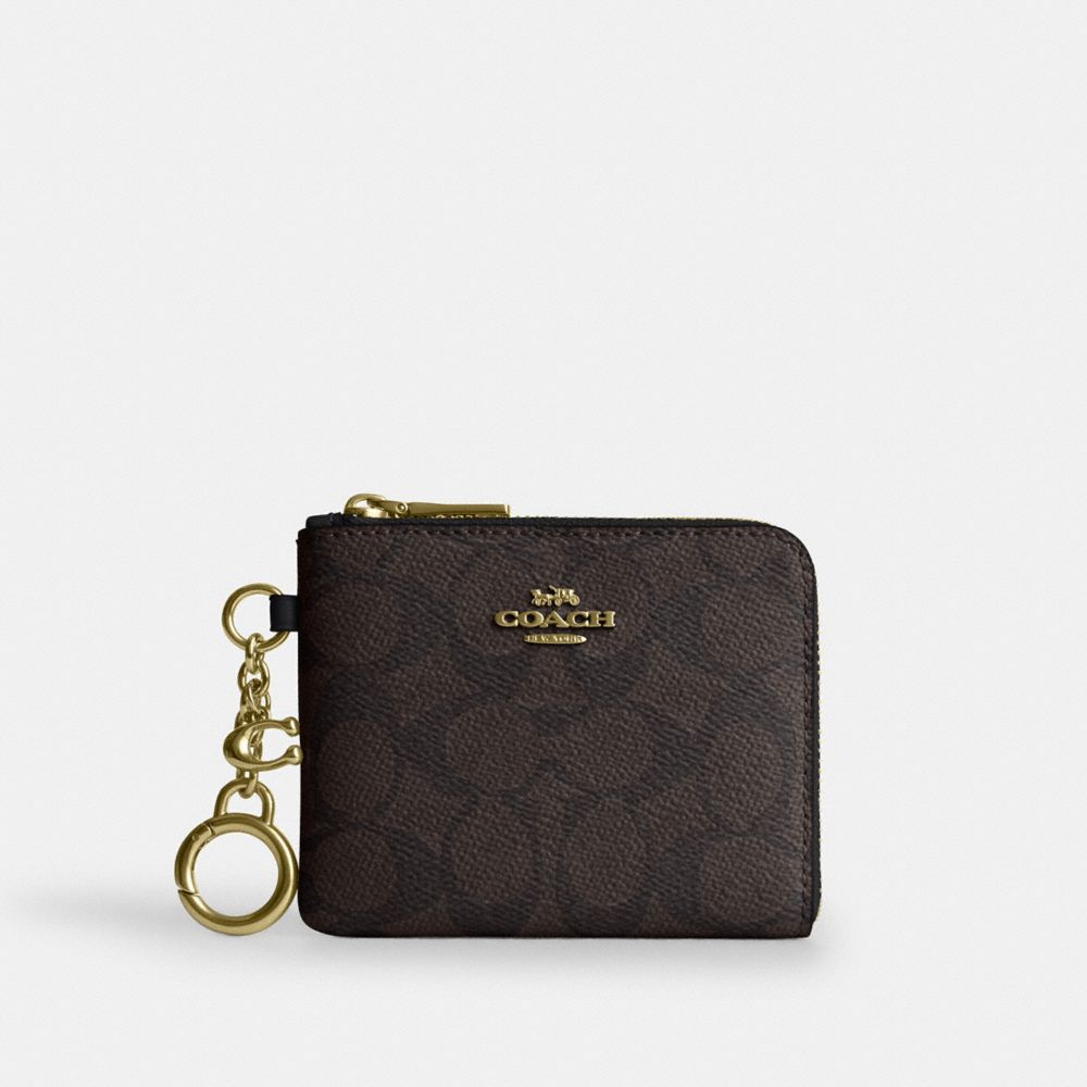 COACH&reg;,Small Corner Zip Wallet In Signature Canvas,,Front View