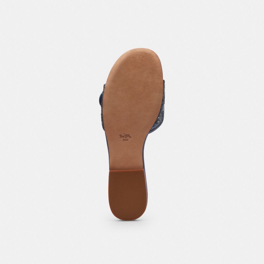 MARGOT FLAT SANDAL IN CRYSTAL SIGNATURE DENIM