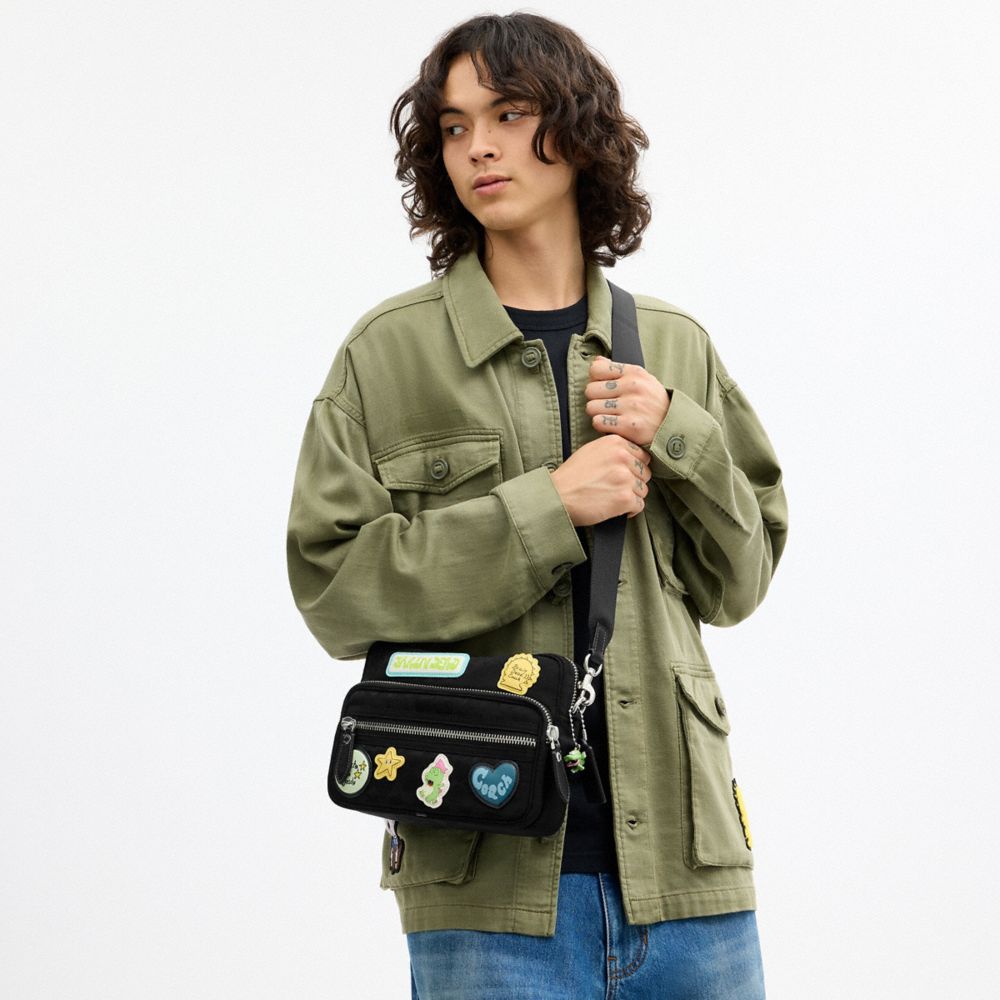 COACH | BRAIN DEAD DAKOTA CROSSBODY BAG IN SIGNATURE NYLON WITH PATCHES