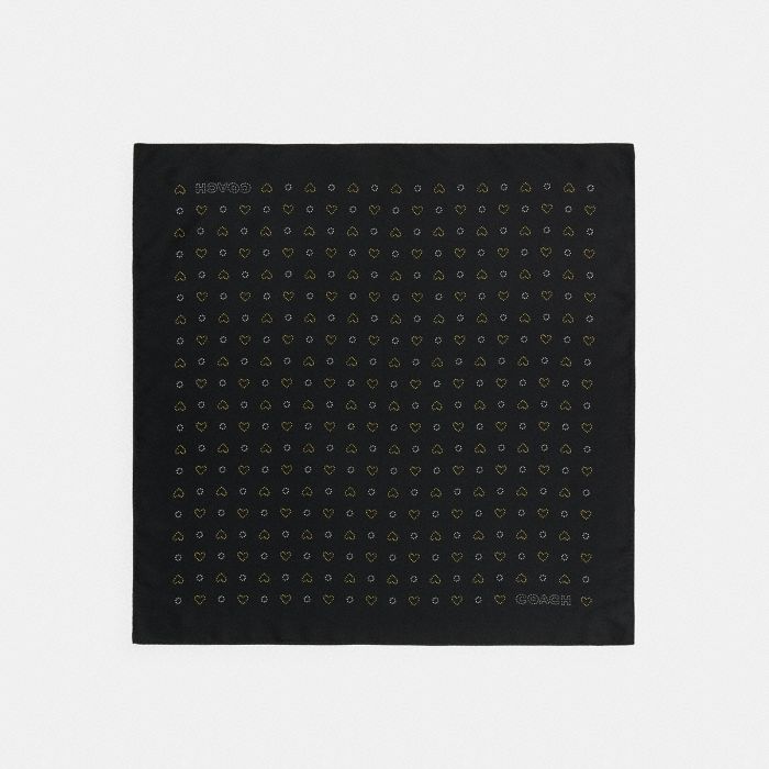 DOTTY HEART PRINT SILK BANDANA