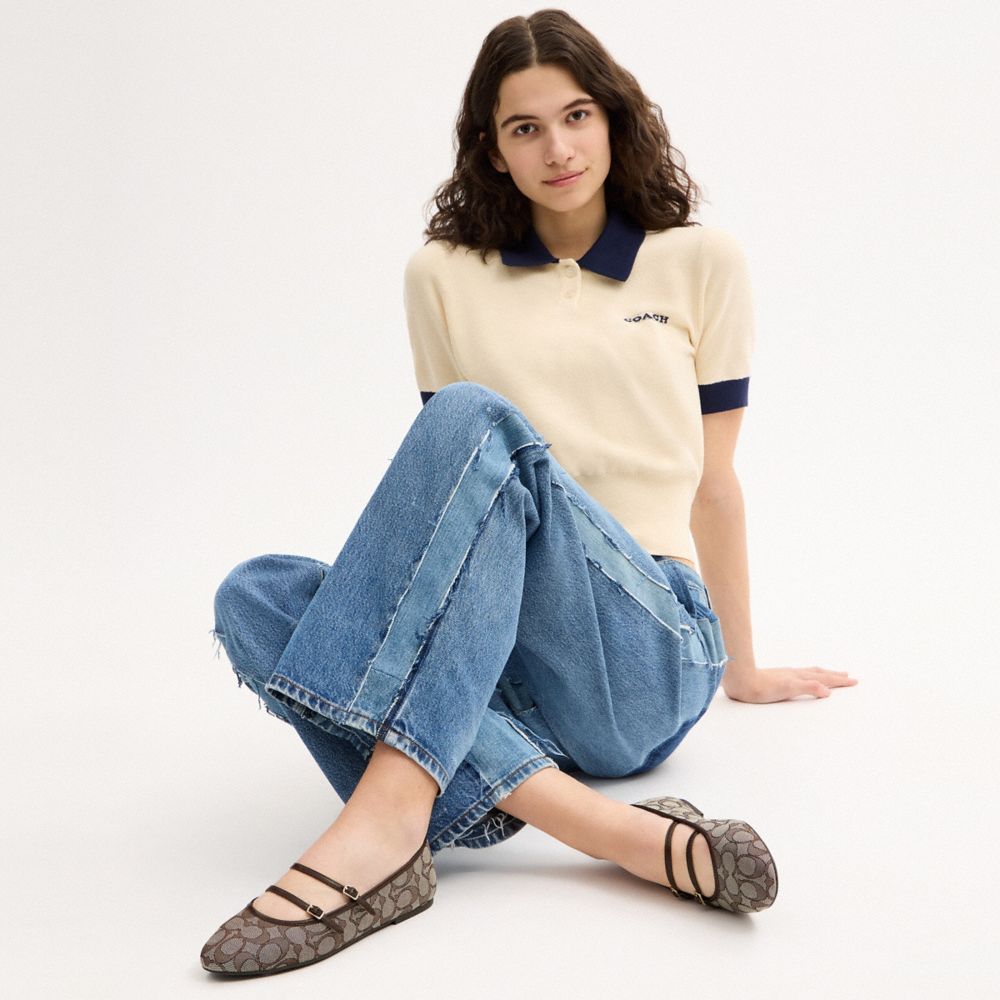 DOUBLE BUCKLE MARY JANE IN SIGNATURE JACQUARD