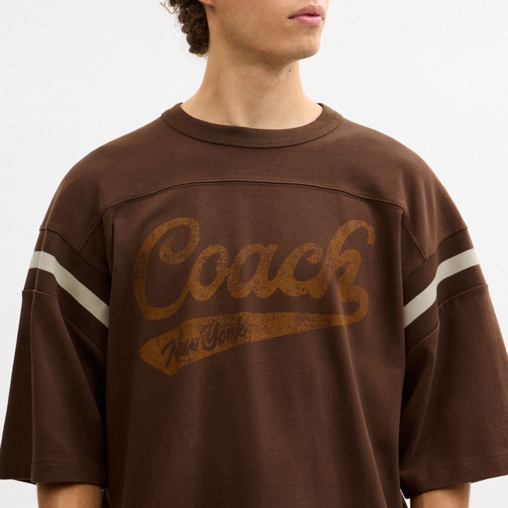 SPORTY SCRIPT CREWNECK T-SHIRT IN ORGANIC COTTON
