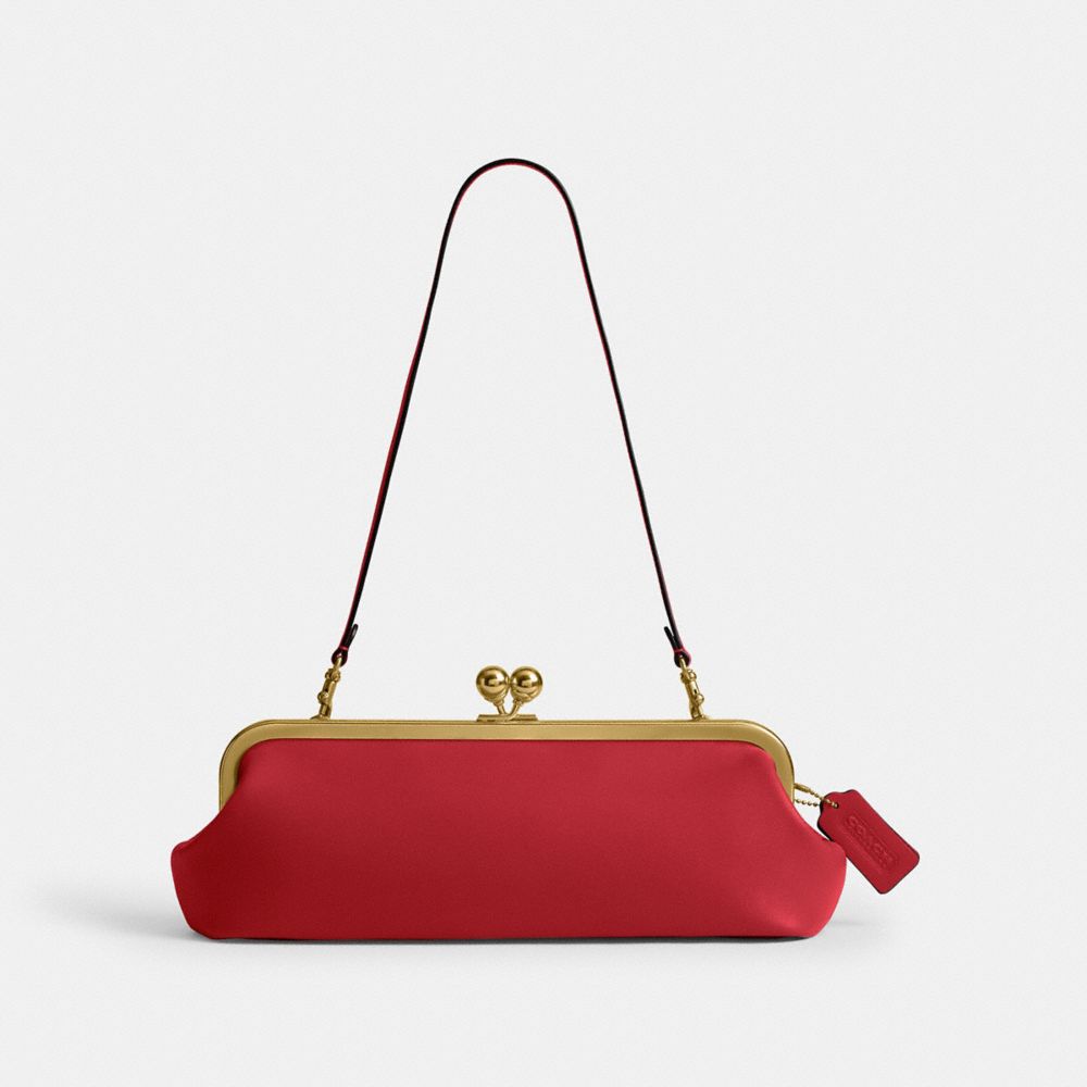 COACH®,Kisslock Frame Bag 30,Leather,Metal Material,Pendant,Adjustable,Brass,Day Party,,Front View