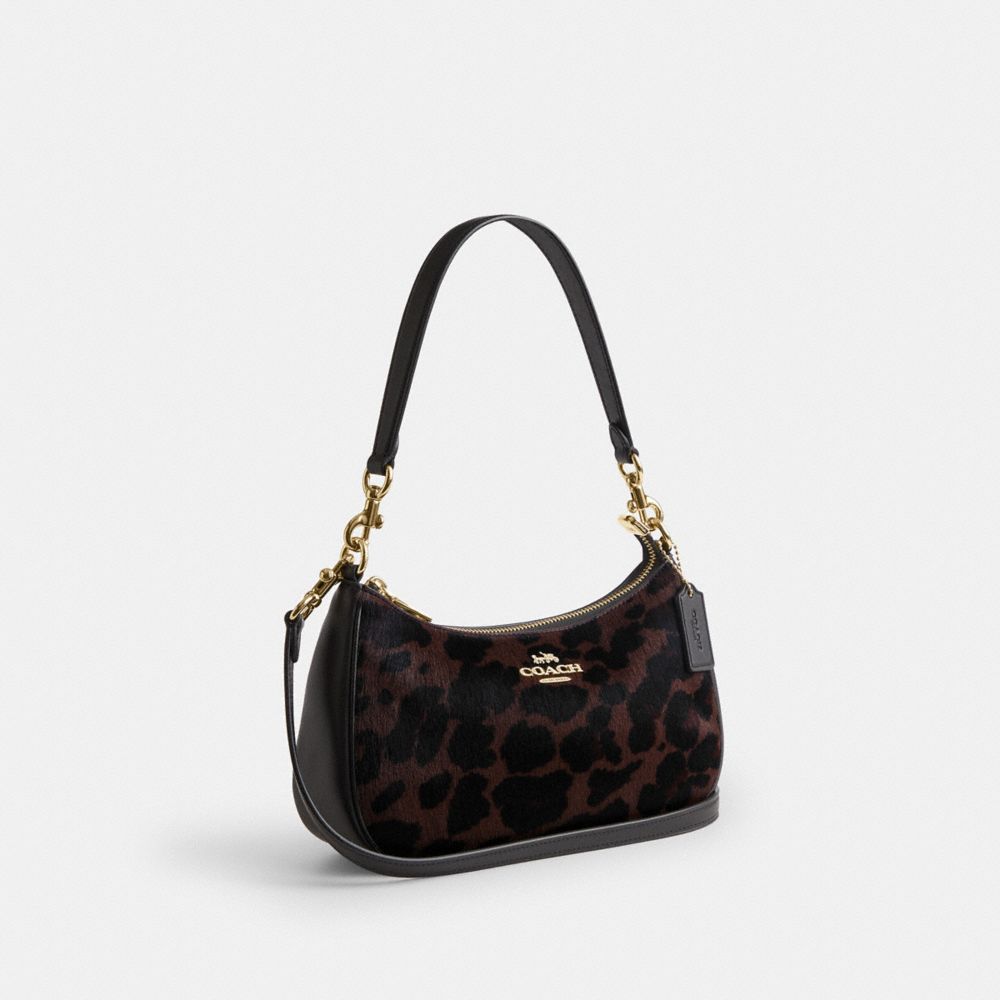 TERI SHOULDER BAG IN HAIRCALF WITH LEOPARD PRINT
