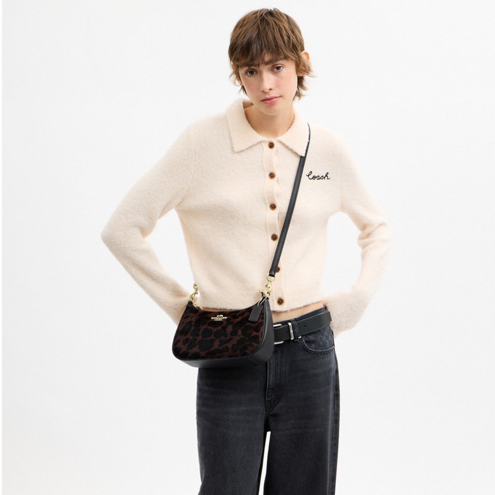 TERI SHOULDER BAG IN HAIRCALF WITH LEOPARD PRINT