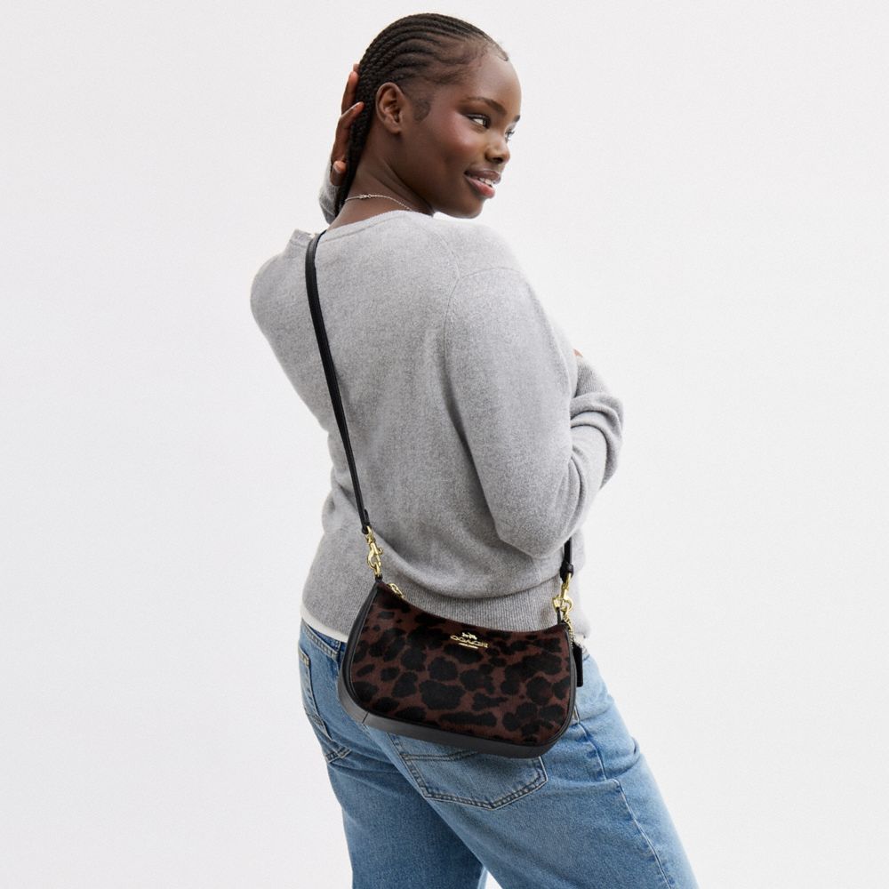 TERI SHOULDER BAG IN HAIRCALF WITH LEOPARD PRINT