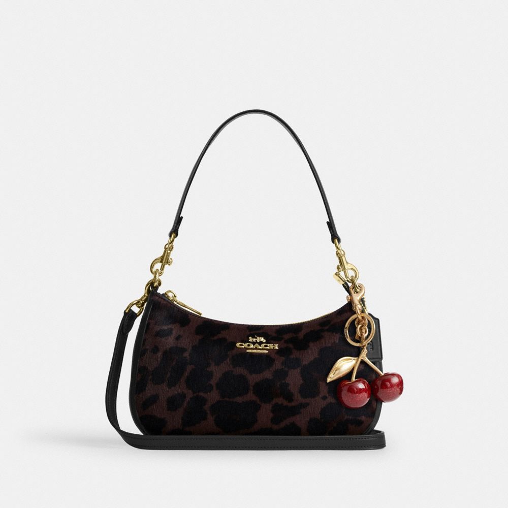 TERI SHOULDER BAG IN HAIRCALF WITH LEOPARD PRINT