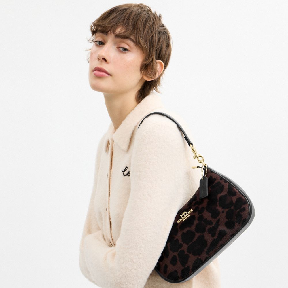 TERI SHOULDER BAG IN HAIRCALF WITH LEOPARD PRINT
