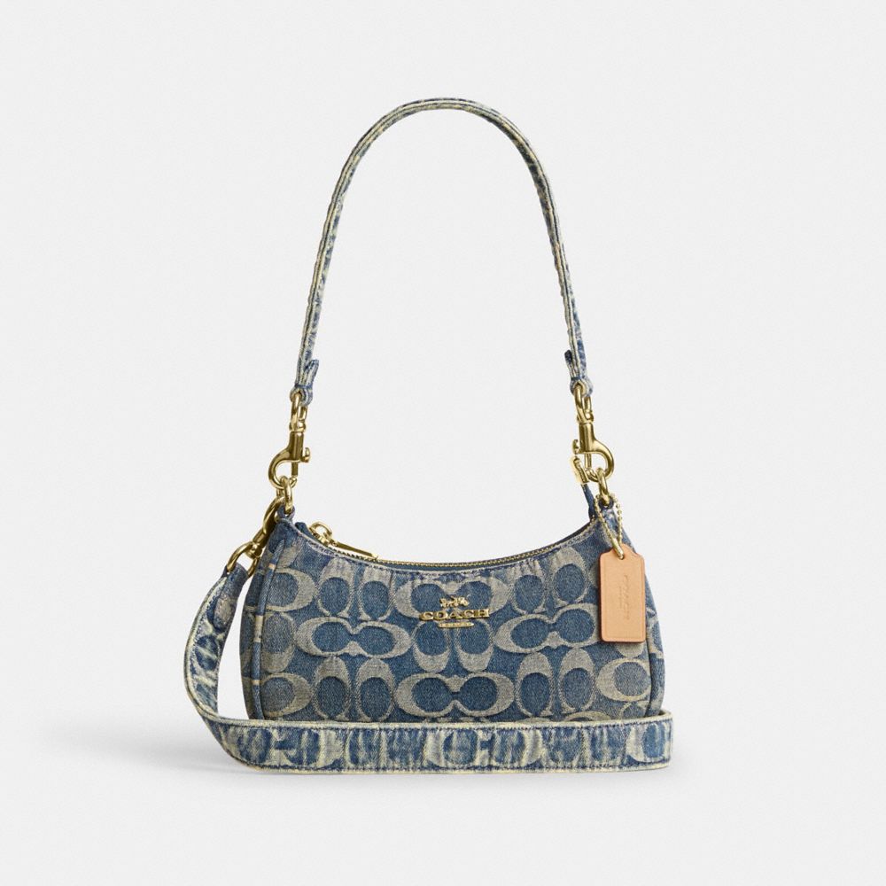 COACH®,Teri Mini Crossbody Bag In Signature Regenerative Cotton Denim,,Front View
