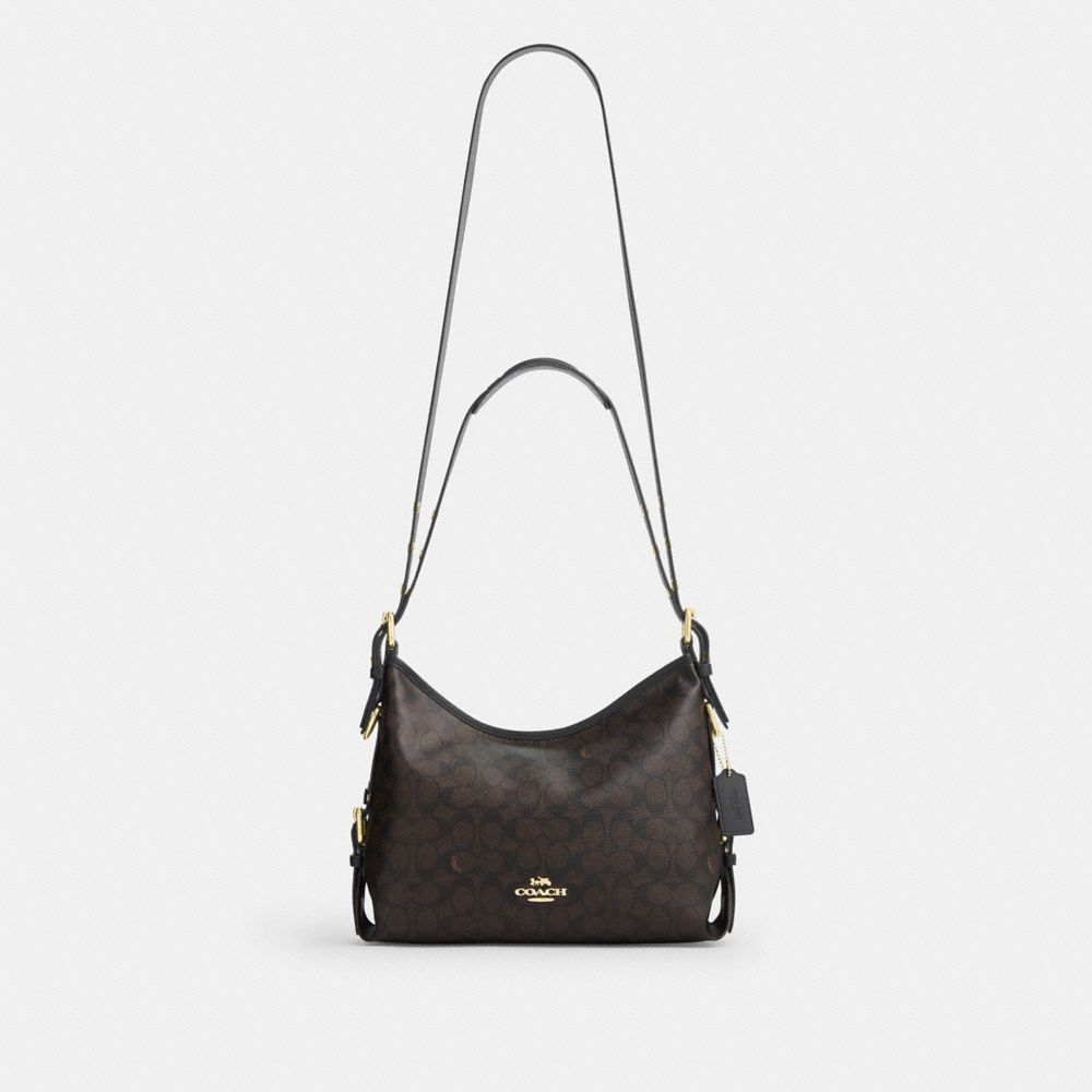 LAUREL SHOULDER BAG WITH BUCKLES IN SIGNATURE CANVAS